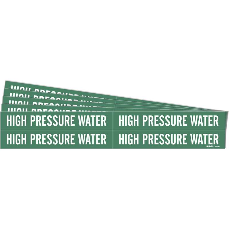 HIGH PRESSURE WATER Pipe Marker Style 4 Polyester WT on GN 4 per Card, 5 PK
